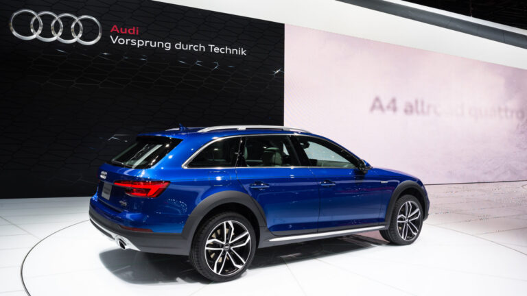 Detroit, MI, USA - January 12, 2016: Audi A4 Allroad Quattro car at the North American International Auto Show (NAIAS), one of the most influential car shows in the world each year.